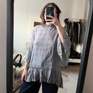 Zara Gray Plaid Women's Top